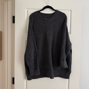 Aerie Gray Oversized Crewneck Sweater Classic Knit